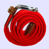 Bassin and Brown Plain Woven Fabric Elasticated - Silver Toned Buckle Belt - Red