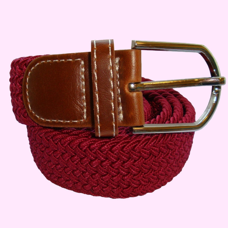 Bassin and Brown Plain Elasticated Woven Belt - Wine