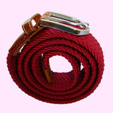 Bassin and Brown Plain Elasticated Woven Belt - Wine