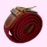 Bassin and Brown Plain Elasticated Woven Belt - Wine