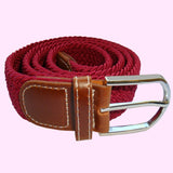 Bassin and Brown Plain Elasticated Woven Belt - Wine
