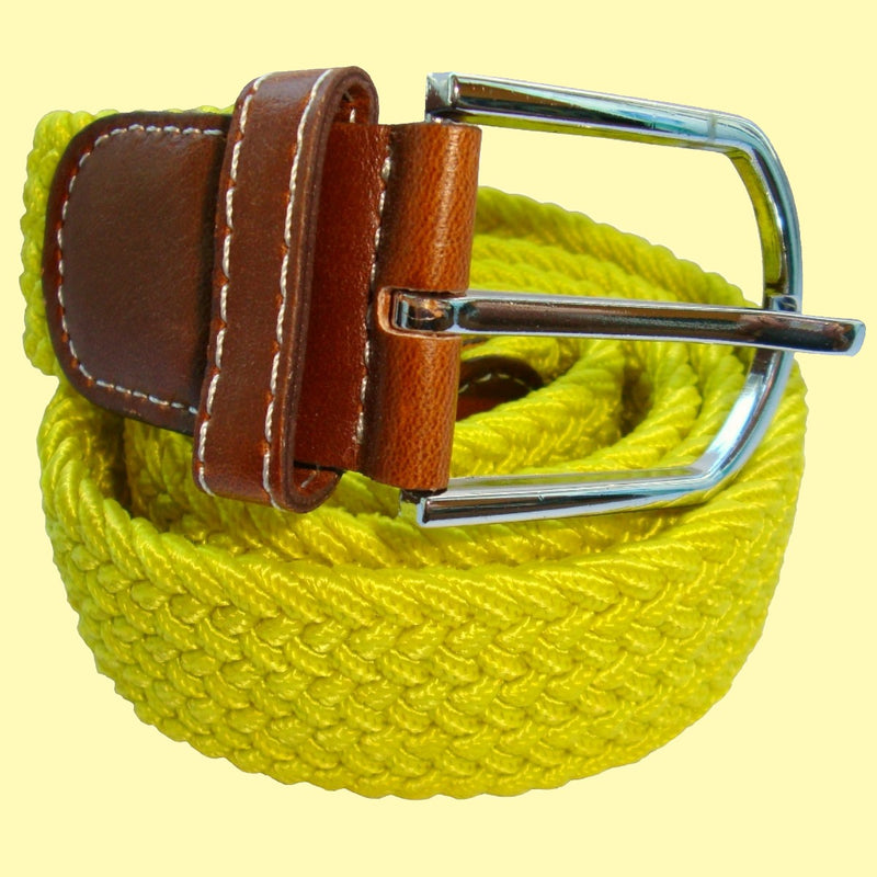 Bassin and Brown Plain Yelllow Elasticated Stretch Woven Belt