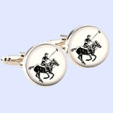 Bassin and Brown Polo Player Cufflinks - White and Black