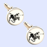 Bassin and Brown Polo Player Cufflinks - White and Black