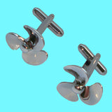 Bassin and Brown Propeller Cufflinks - Silver