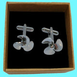 Bassin and Brown Propeller Cufflinks - Silver