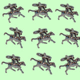 Bassin and Brown Horse Racing Cufflinks - Silver