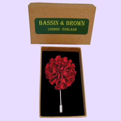 Bassin and Brown Flower Jacket Lapel Pin - Wine