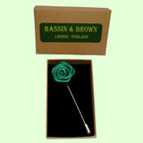 Bassin and Brown Rose Green Jacket Lapel Pin