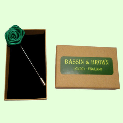 Bassin and Brown Rose Green Jacket Lapel Pin