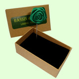 Bassin and Brown Rose Green Jacket Lapel Pin