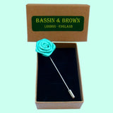 Bassin and Brown Mint Green Rose Floral Lapel Pin