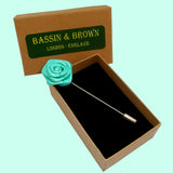 Bassin and Brown Mint Green Rose Floral Lapel Pin