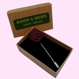 Bassin and Brown Wine Rose Floral Lapel Pin