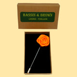 Bassin and Brown Rose Orange Jacket Lapel Pin