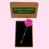 Bassin and Brown Pink Rose Flower Jacket Lapel Pin