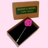 Bassin and Brown Pink Rose Flower Jacket Lapel Pin