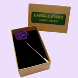Bassin and Brown Purple Rose Jacket Lapel Pin
