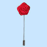 Bassin and Brown Rose Floral Jacket Lapel Pin - Red