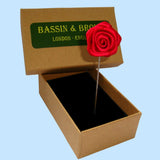 Bassin and Brown Rose Floral Jacket Lapel Pin - Red