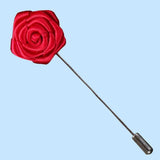 Bassin and Brown Rose Floral Jacket Lapel Pin - Red
