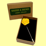 Bassin and Brown Rose Jacket Lapel Pin - Yellow
