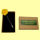 Bassin and Brown Rose Jacket Lapel Pin - Yellow