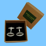 Bassin and Brown Silver Rugby Ball Cufflinks
