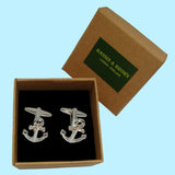 Bassin and Brown Ships Anchor Cufflinks - Silver