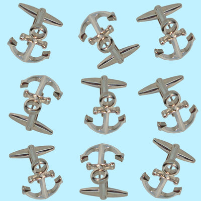 Bassin and Brown Ships Anchor Cufflinks - Silver