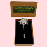 Bassin and Brown Silver Sun Lapel Pin