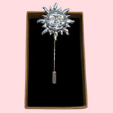 Bassin and Brown Silver Sun Lapel Pin