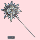 Bassin and Brown Silver Sun Lapel Pin