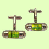 Bassin and Brown Spirit Level Cufflinks - Silver and Green