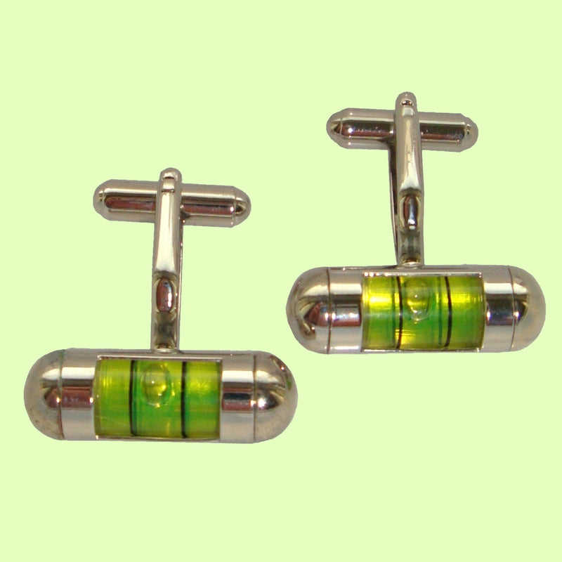 Bassin and Brown Spirit Level Cufflinks - Silver and Green