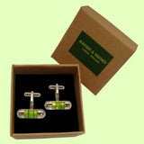 Bassin and Brown Spirit Level Cufflinks - Silver and Green