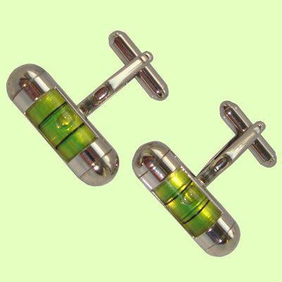 Bassin and Brown Spirit Level Cufflinks - Silver and Green