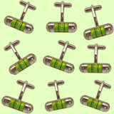 Bassin and Brown Spirit Level Cufflinks - Silver and Green