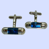 Bassin and Brown Spirit Level Silver/Blue Cufflinks