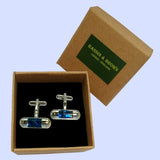 Bassin and Brown Spirit Level Silver/Blue Cufflinks
