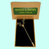Bassin and Brown Stag Vintage Bronze Jacket Lapel Pin