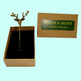 Bassin and Brown Stag Vintage Bronze Jacket Lapel Pin