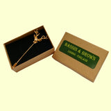 Bassin and Brown Stag Vintage Gold Jacket Lapel Pin