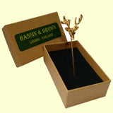 Bassin and Brown Stag Vintage Gold Jacket Lapel Pin