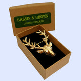 Bassin and Brown Stag Gold Brooch Lapel Pin