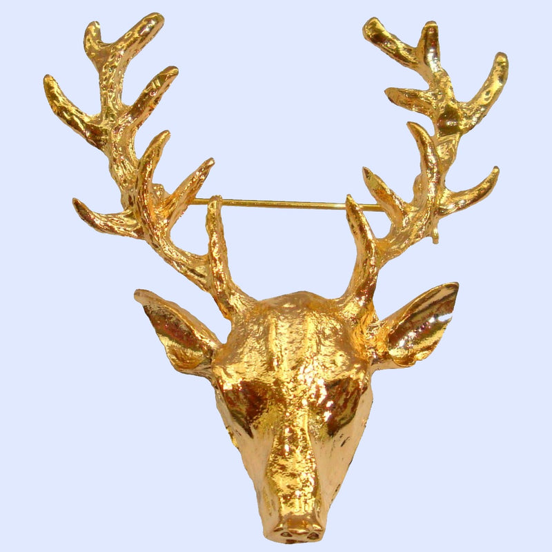 Bassin and Brown Stag Gold Brooch Lapel Pin