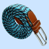 Bassin and Brown Stripe Elasticated Woven Belt - Blue and Grey