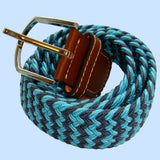 Bassin and Brown Stripe Elasticated Woven Belt - Blue and Grey