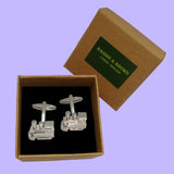 Bassin and Brown Steam Train Cufflink - Silver