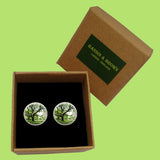 Bassin and Brown Tree Cufflinks - Green and Brown